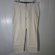 Nautica Mens 32x32 Deck Pant Classic Fit Tan Khaki Chino Trousers Stretch Cotton