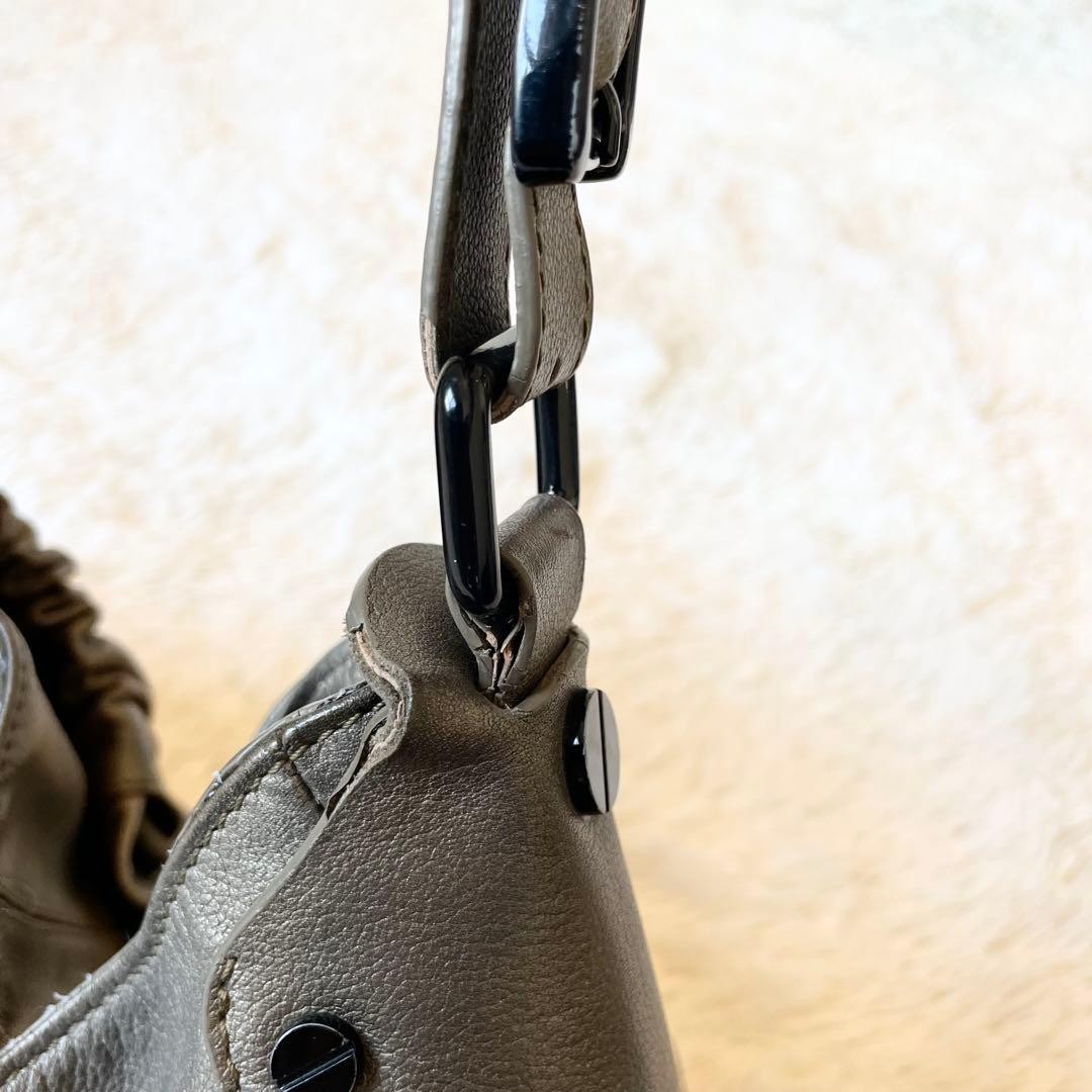 Burberry Bronze Leather Semi Shoulder Bag Drawstring Hobo Handbag Women thumbnail 12