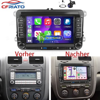 Für VW GOLF 5 6 Plus Touran Polo Caddy Carplay GPS WIFI Android 15 Autoradio KAM