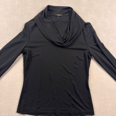 ESCADA BLACK SILK COWL NECK LONG SLEEVE TOP BLOUSE SIZE 36 SMALL ELEGANT
