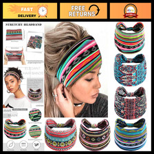 6 Pack Boho Headbands for Women - Stretchy Knotted Turban Hair Bands, Yoga  Run