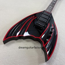 Personalizzato B.C. Rich Chitarra Elettrica Nera con Mazza Rossa con Tremolo Floyd Rose