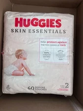 Huggies Size 2 Diapers, Skin Essentials Baby Diapers, Size 2 (12-18 lbs), 60 New