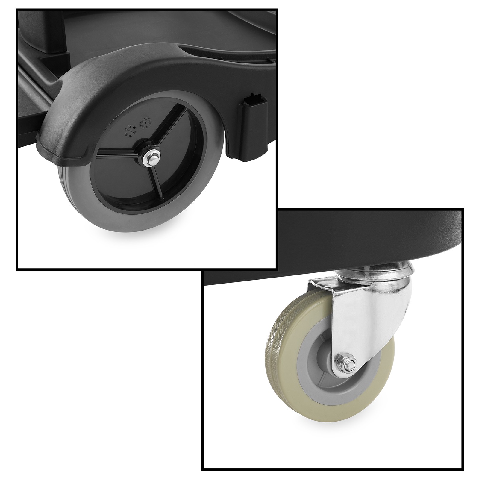 Commercial Janitorial Cleaning Cart Caddy with Cover - Shelves, Vinyl Bag, Black