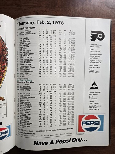 Rare 1978 Philadelphia Flyers Vs Colorado Rockies Goal Program Magazine Book - Afbeelding 3 van 13