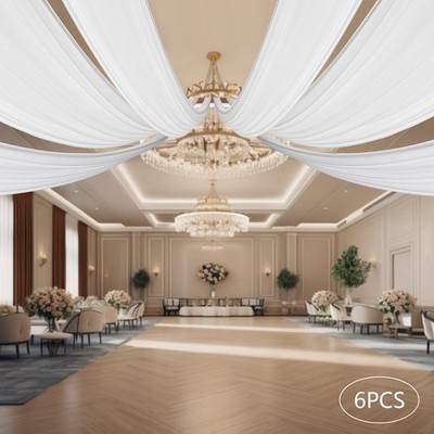 6 Panels White Ceiling Drapes for Wedding Ceiling Drapes 5ftx20ft Party Deco