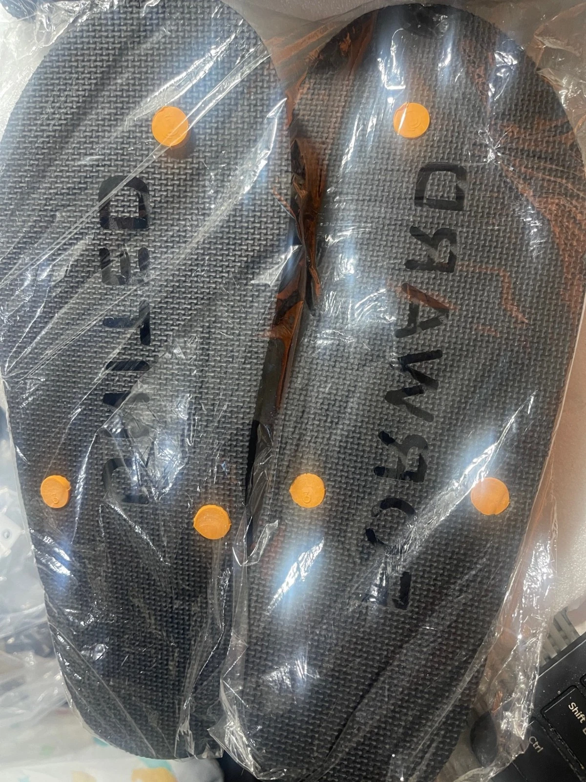 UNITED Warriors Black/orange/white Flip Flops sandals Size Adult XL 12"L (Z5)
