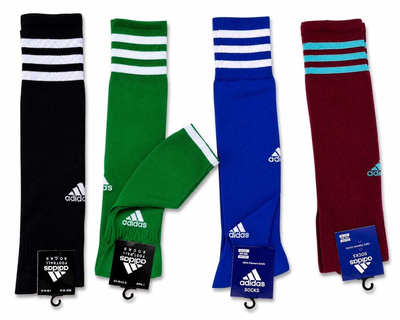 adidas 4 Pack Soccer Football Socks | Team Athletic Sports Socks | Size 10-13