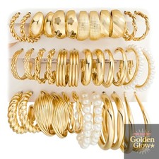 Gold Hoop Earrings Set for Women,18 Pairs Hypoallergenic Chunky Trendy Jewelry