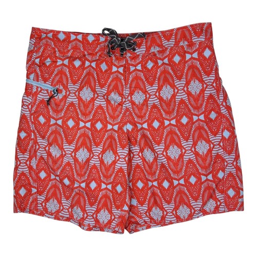 Patagonia Board Shorts Mens 34 Orange Geometric Print Swim Trunks Quick Dry - Picture 1 of 7