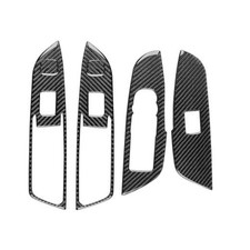 Black Real Carbon Fiber Car Window Lift Switch Control