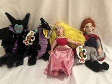 Disney Store Sleeping Beauty Bean Bag Plush Aurora, Maleficent  - Lot Of 4 - NWT