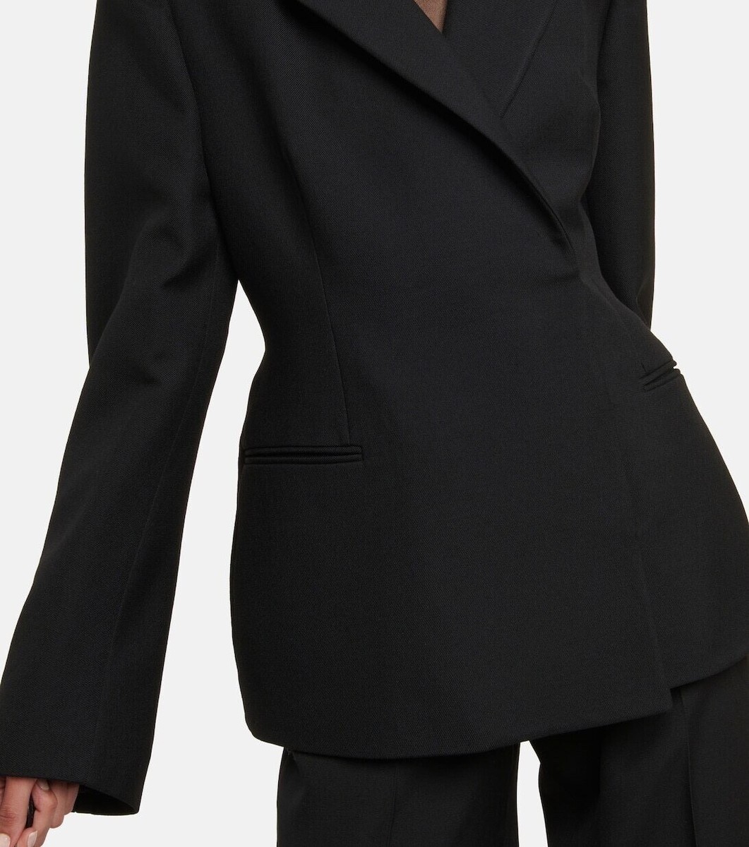 68726 auth ALAIA black wool gaberdine A TAILORED Blazer