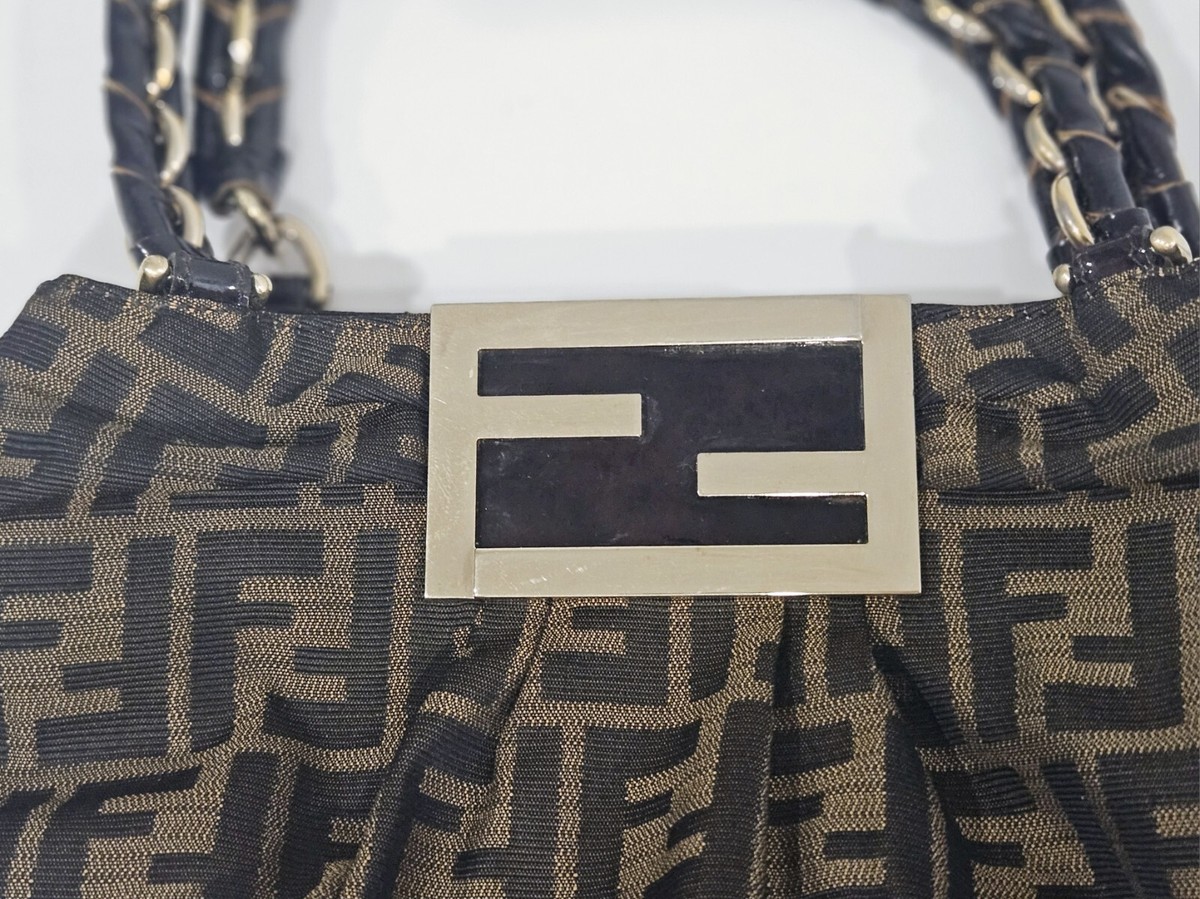 Fendi Small Zucca Canvas Mia Chain Tote #278769F69B Fendi Zucca Small Mia Tote Red 1652837 – FASHIONPHILE main image 3