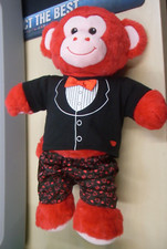 BUILD A BEAR RED Monkey Plush love Valentines heart W Suit BNFF