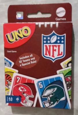 UNO NFL Card Game for Kids Adults and Family Night Features All 32 NFL Teams-NEW