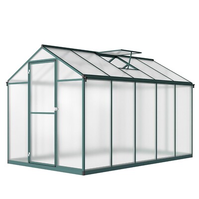 6x10 ft Polycarbonate Walk-in Garden Greenhouse Kit w/ Sliding Door Roof Vent