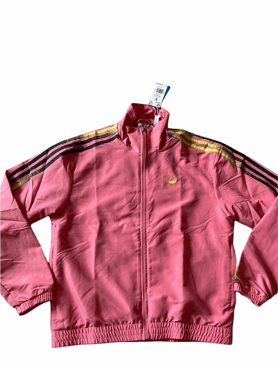 NWT$80 Adidas Women's Fakten Hazy Rose/Acid Yellow Track Jacket