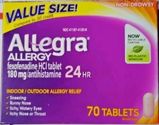 ALLEGRA Allergy 24 Hr 180mg 70 Tablets exp 4/2026+