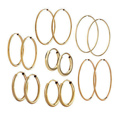 Paar 585 Gelbgold Creolen Ohrringen Ohrschmuck 1.8mm Rund Goldohrringe Damen