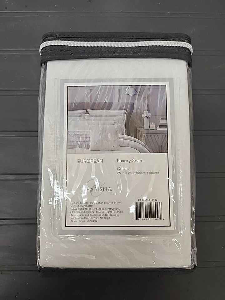 Charisma Bedford algodón farsa europea – gris – 26” x 26” Foto 2 de 2