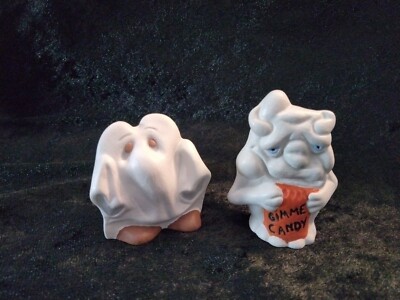 Mouse Ghost and Gimmie Candy Ghost - small - ceramic figurines