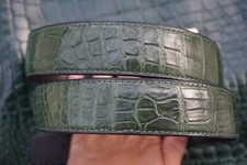 Green Real Belly Crocodile Belt Skin Leather Men's W 1.3 inch Y25