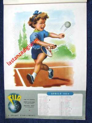 CALENDAR April 1954 Poster CHILDREN IN SPORT COMPANY FILA MILAN