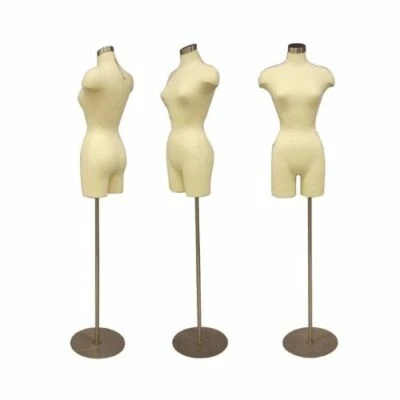 AMERICAN DRESS FORMS Adult Female Dress Form Mannequin Off White Pinnable Torso with Round Metal Base