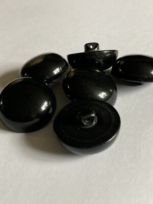 Großer glänzender klobiger Schaftknopf schwarz 44 L (28 mm) 6er Pack