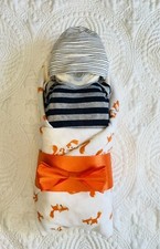 Baby Boy Navy And Orange Fox Themed Diaper Cake Baby-The Perfect Baby Gift 