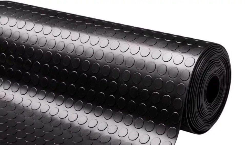 TAPPETO GOMMA Bolle NERO/GRIGIO IN PVC COPERTURA PAVIMENTO H 1 MT SPESSORE MM. 1 - Immagine 2 di 4