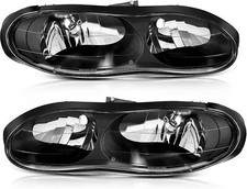 LSAILON Headlight Assembly Replacement Fit 1998-2002 For Chevrolet Camaro Black