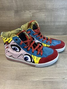 Silvano High Top Skateboard Shoes Cartoons Multicolored Face Mens Size 5.5 Rare