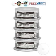 100 Ritek Pro BD-R 4X 25GB Water Resistant Glossy White Inkjet Printable Disc