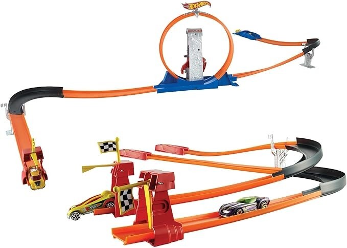 Hot Wheels Mega Rally Turbo Race Set Complete Racing Track Cars