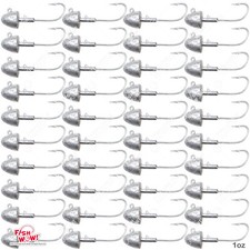 40pcs Fish WOW! 1oz Fishing Scampi Bullet Jig Head unpainted shad jighead plain