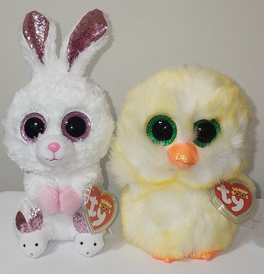 Ty Beanie Boos LEMON DROP Baby Chick SLIPPERS Bunny Rabbit (6