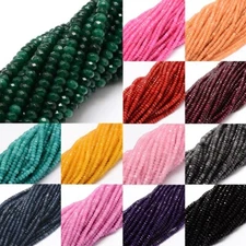 5 Strands Faceted Dyed Natural Malaysia Jade Rondelle Beads Strands 4x2~3mm 14"