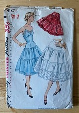 Simplicity sewing pattern 4137 ruffle tiered slip  petticoat miss 14 vtg 1952