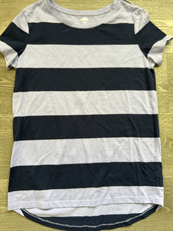 Girls T-shirt Size 16 XXL Purple Blue Striped 