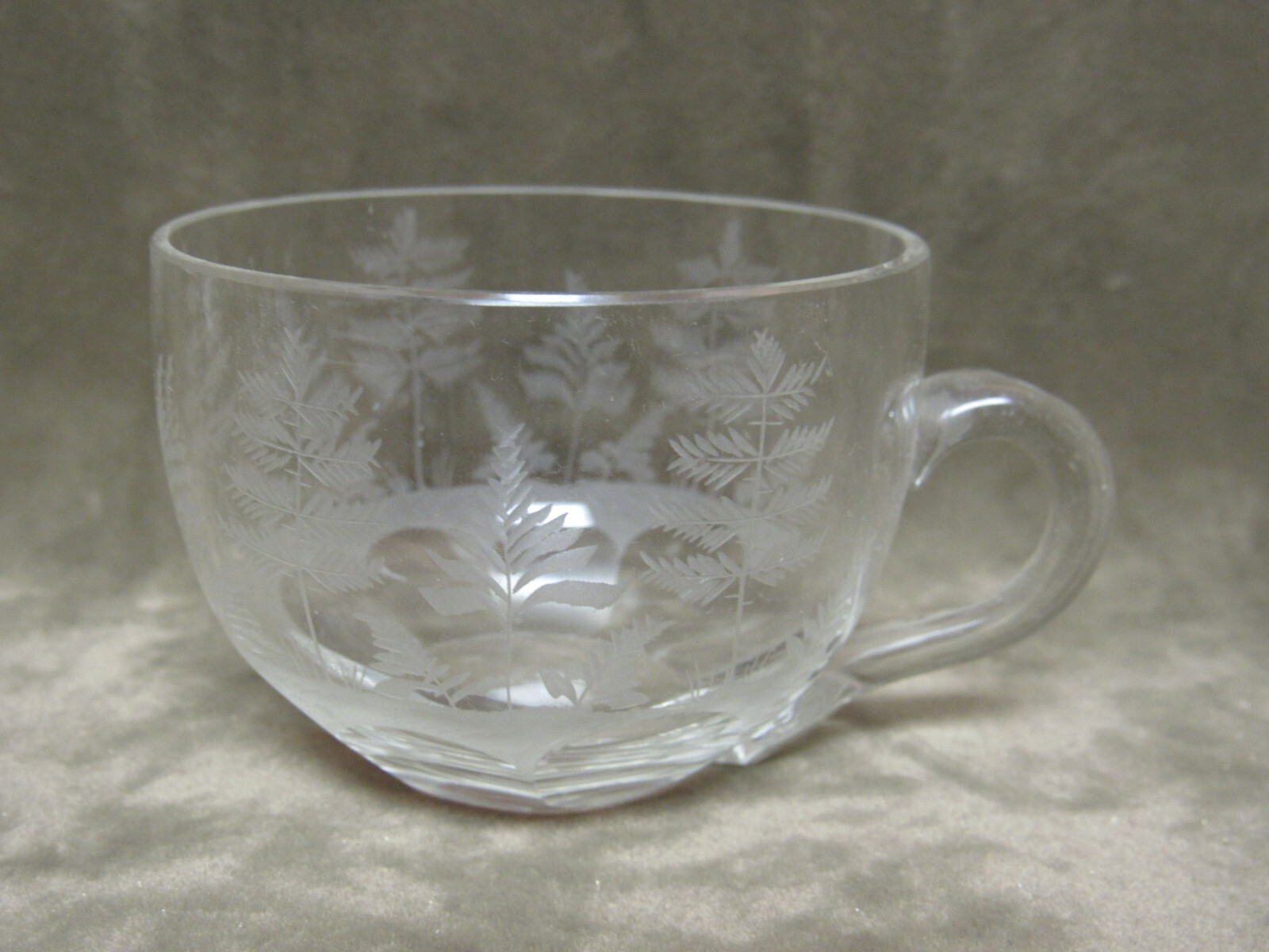 1900s Dorflinger Clear Crystal Etched Fern Punch Cup  