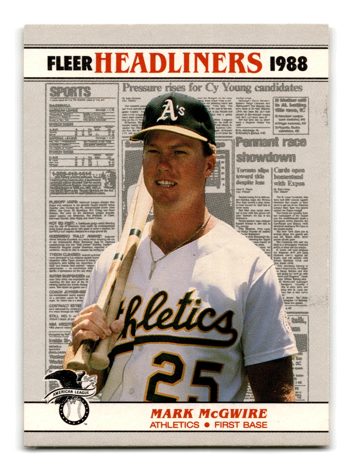 Mark McGwire 1988 Fleer Headliners #2 Oakland Athletics NM-MINT
