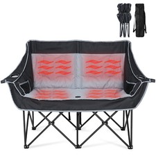 NAIZEA 2 Person Heated Camping Chair Oversized Loveseat Camping Chair Lawn Chair