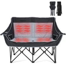 NAIZEA 2 Person Heated Camping Chair Oversized Loveseat Camping Chair Lawn Chair
