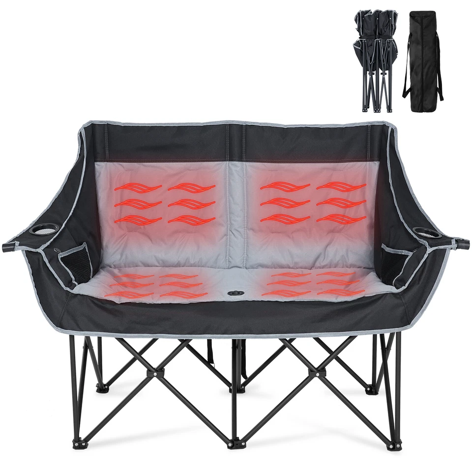 NAIZEA Heated Double Camping Chair with 3 Heat Levels Fully Padded Duo Chair - Image 2 of 4