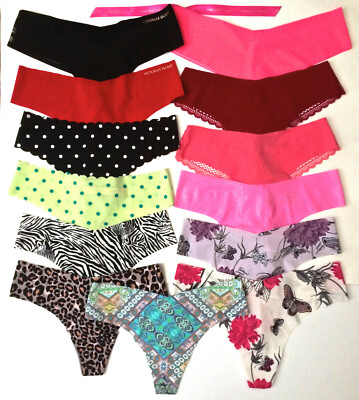 Victorias Secret THONG No Show Panty Panties SEXY Leopard Floral Cherry Lace NWT