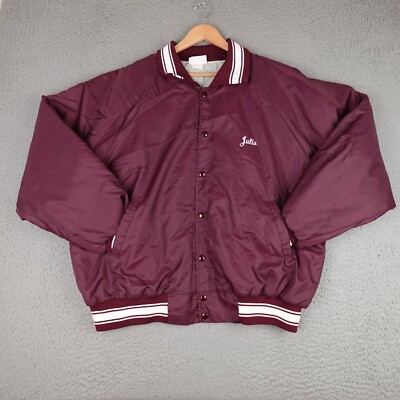 Vintage Hartwell Sports Bomber Jacket Mens XL Red Snap 90s Retro USA Crown
