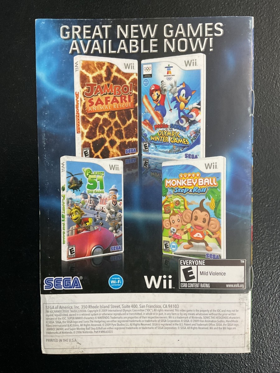 Sonic & Sega All-Stars Racing Nintendo Wii Instruction Manual Only