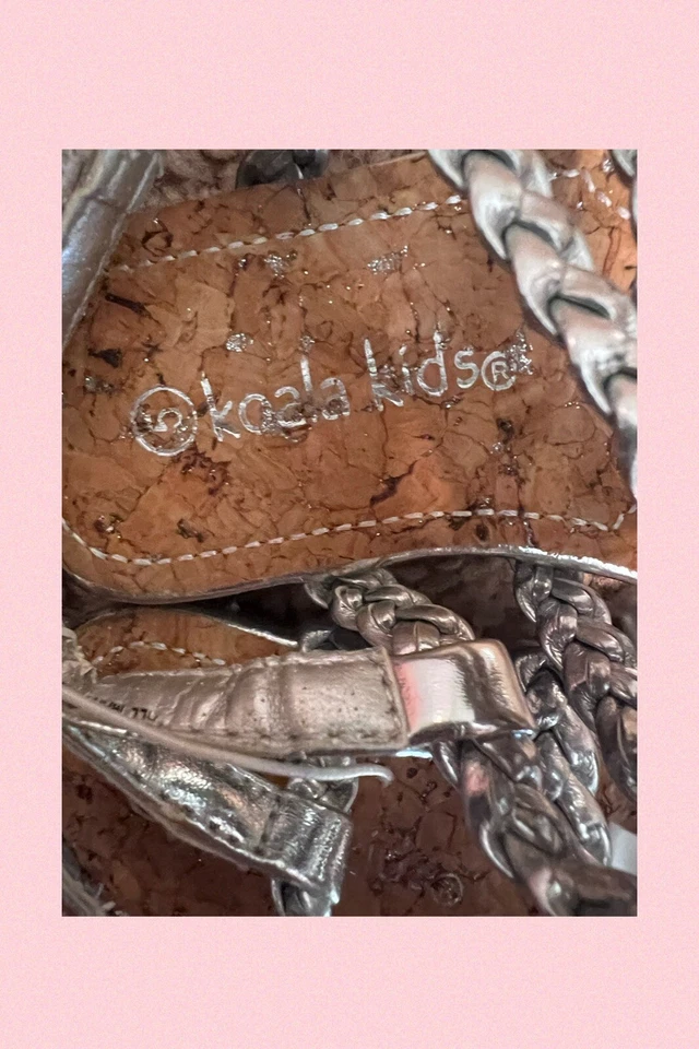 Koala Niños Bebé Niña ZAPATOS Sandalias con Tiras AZUL Flor PLATEADO Talla • 5 • Nuevo con Etiquetas Foto 3 de 4